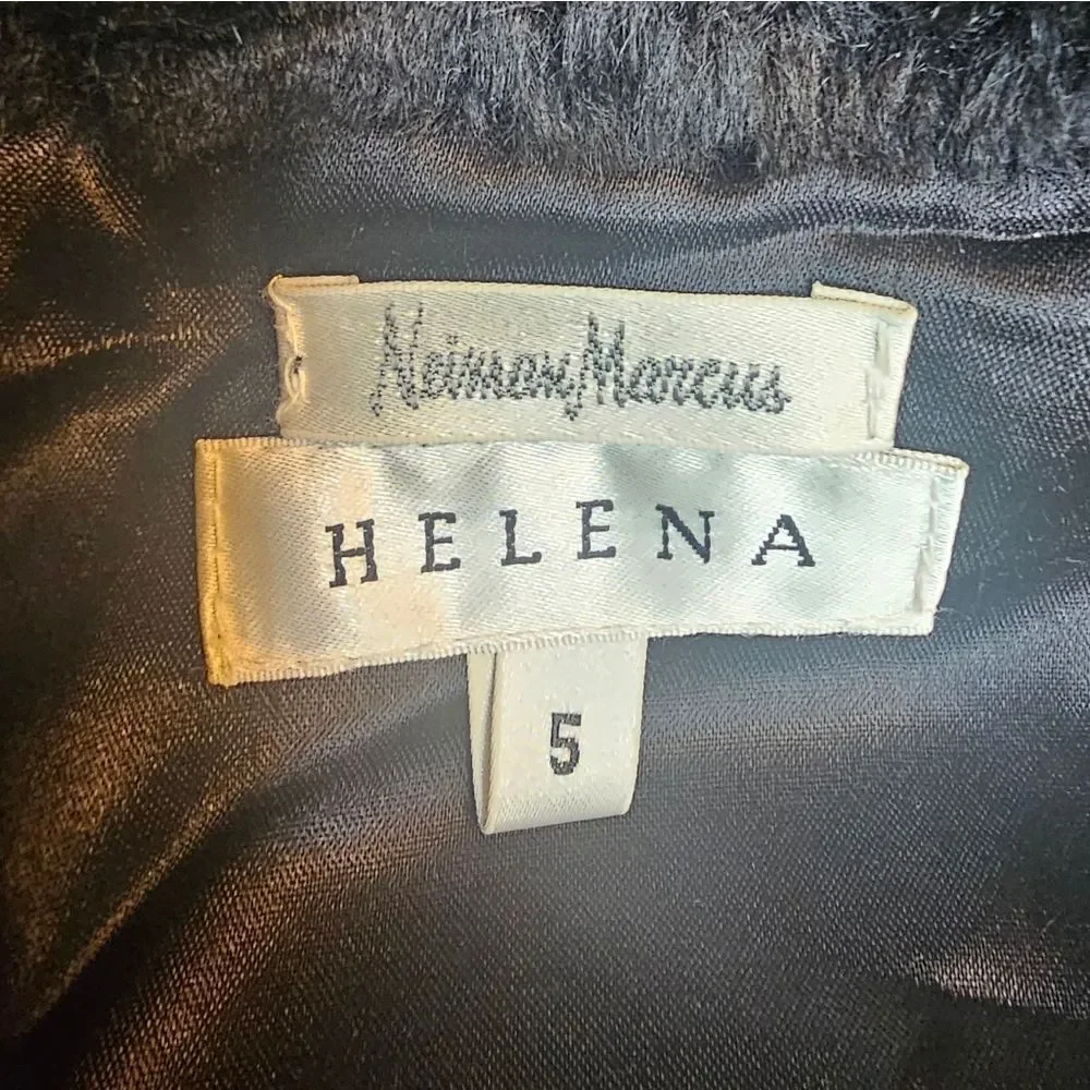 HELENA Neiman Marcus Girls Black Wool Faux Fur Trim‎ Dress Coat - Size 5